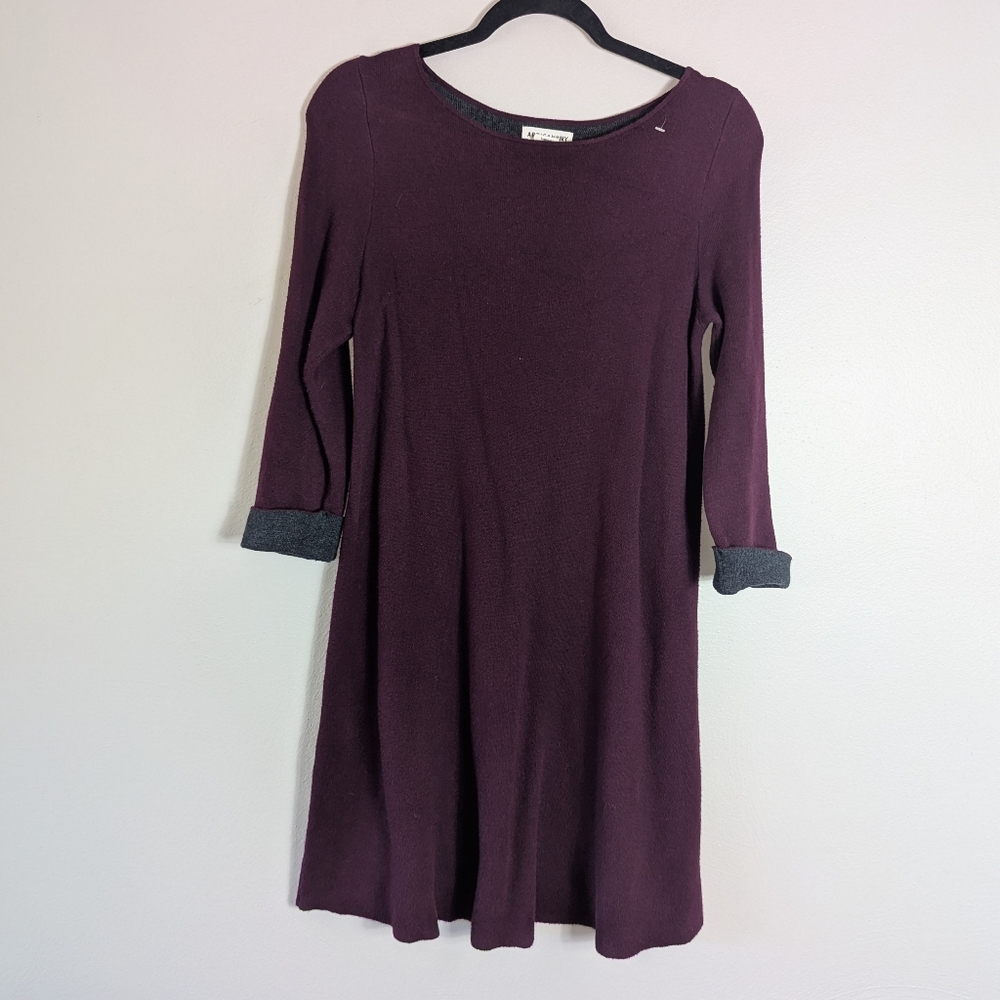 M Artisan NY Cotton Blend Purple/Gray Sweater Dress